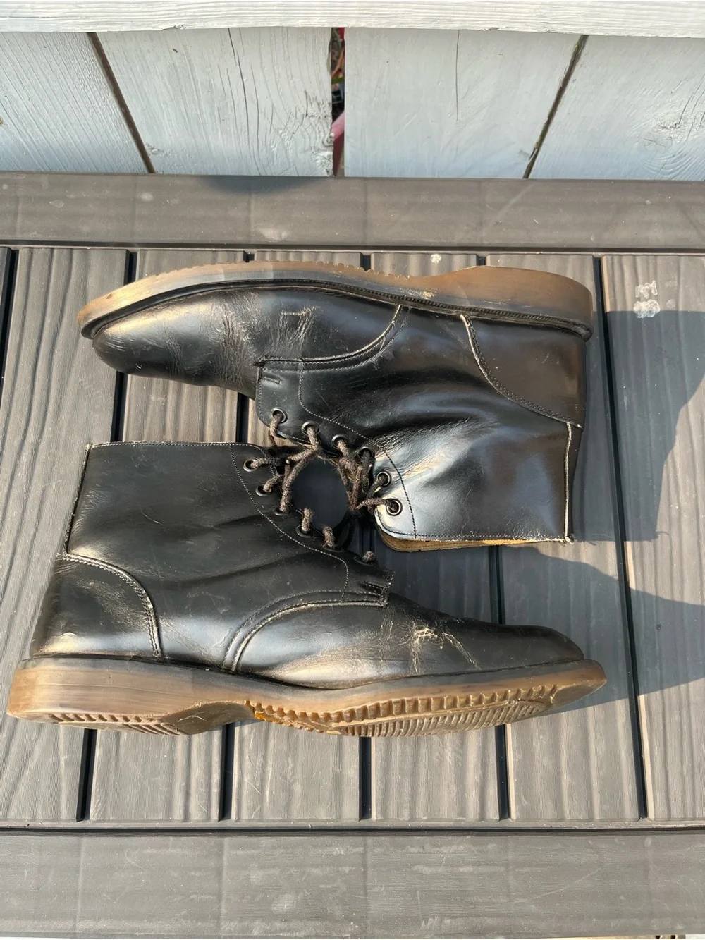Vintage Dr. Doc Martens Black Leather Boots 6 Eyelet Made in England Size 10